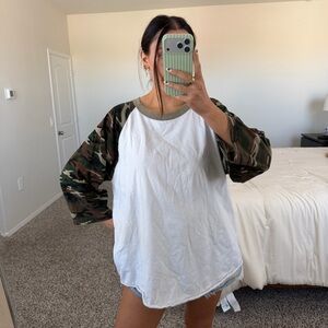 Y2K camo baseball tee
